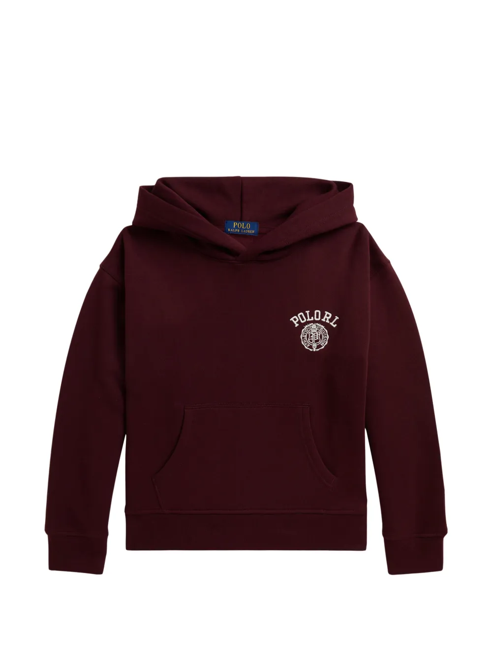 Polo Ralph Lauren fleece hoodie bordeauxrood met crest logo – voorkant
