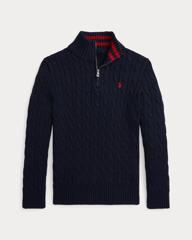 RALPH LAUREN CABLE ZIP KNIT NAVY