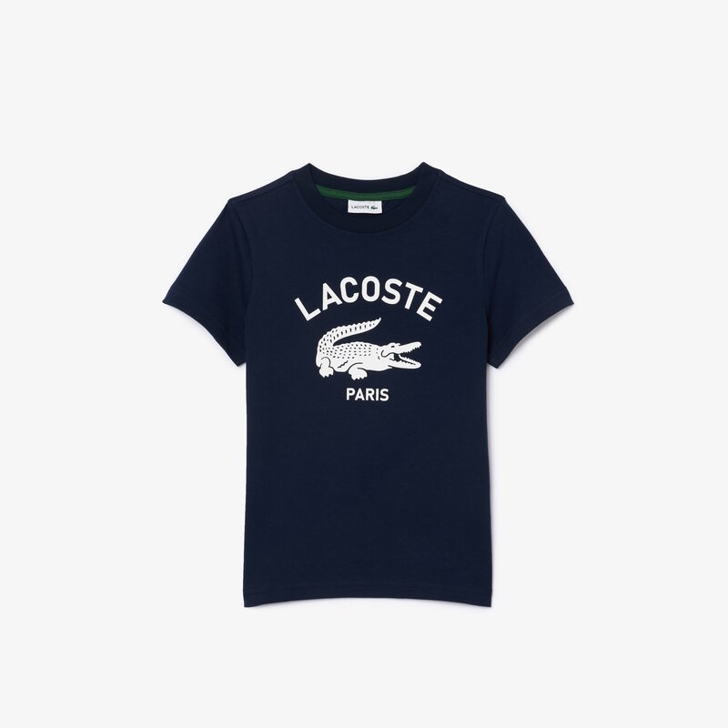 LACOSTE TEE WHITE LOGO CROCO NAVY