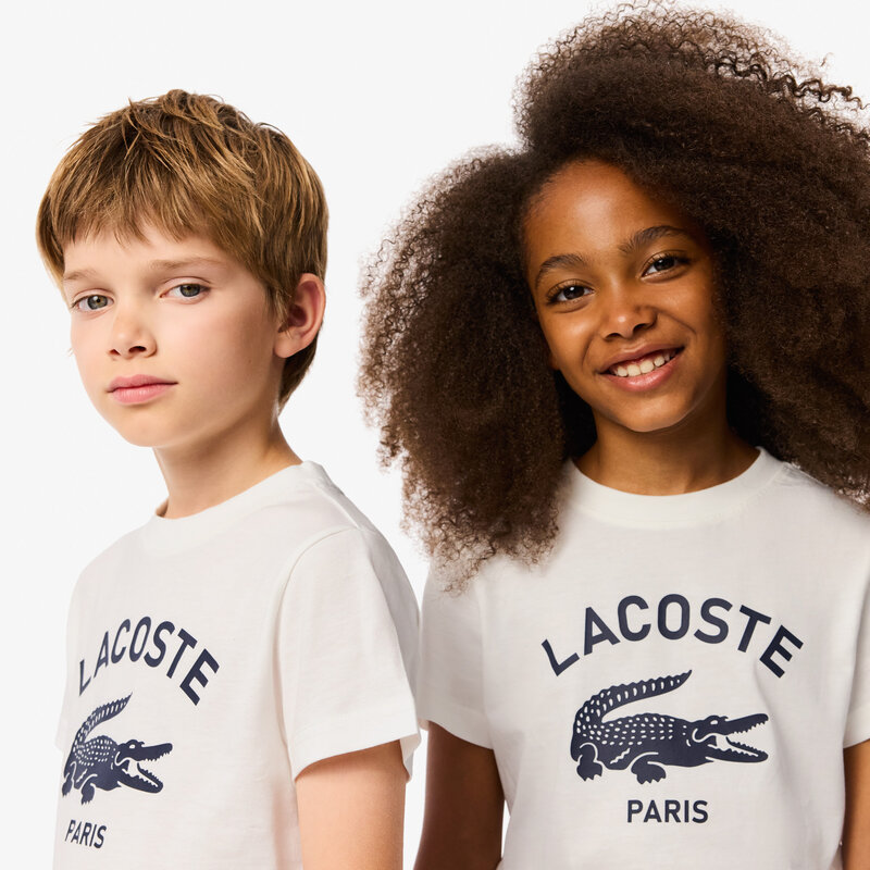 LACOSTE TEE WHITE LOGO CROCO FLOUR