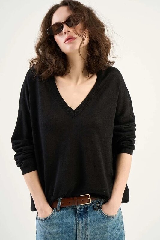 Tricot de Lea linnen tee black