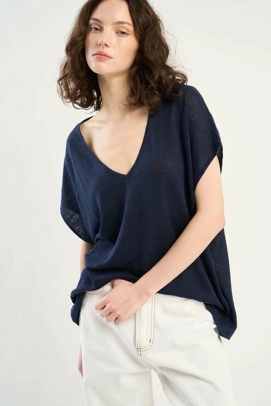 Tricot de Lea linnen tee marine