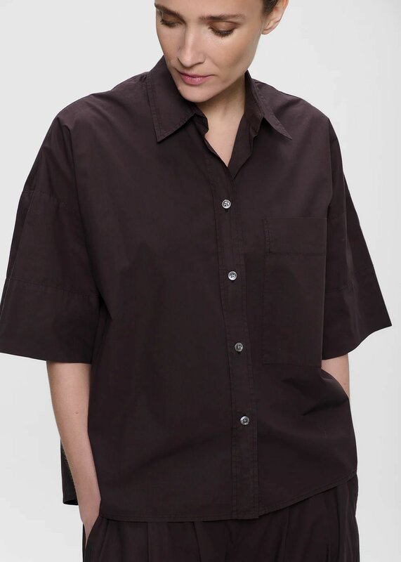 Zenggi poplin boxy shirt deep brown