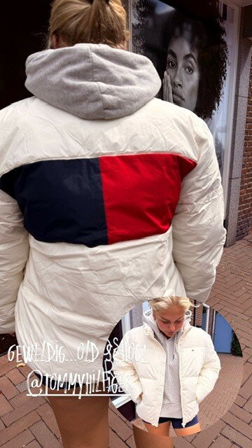 Tommy Hilfiger puffer jacket flag ivory silk Tommy Hilfiger puffer jacket flag ivory silk