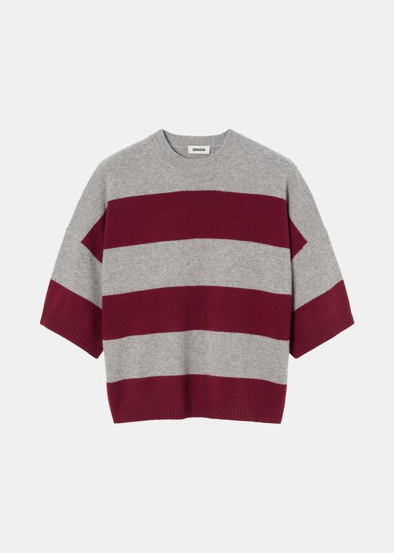 Zenggi fine wool dawson top grey melange stripe