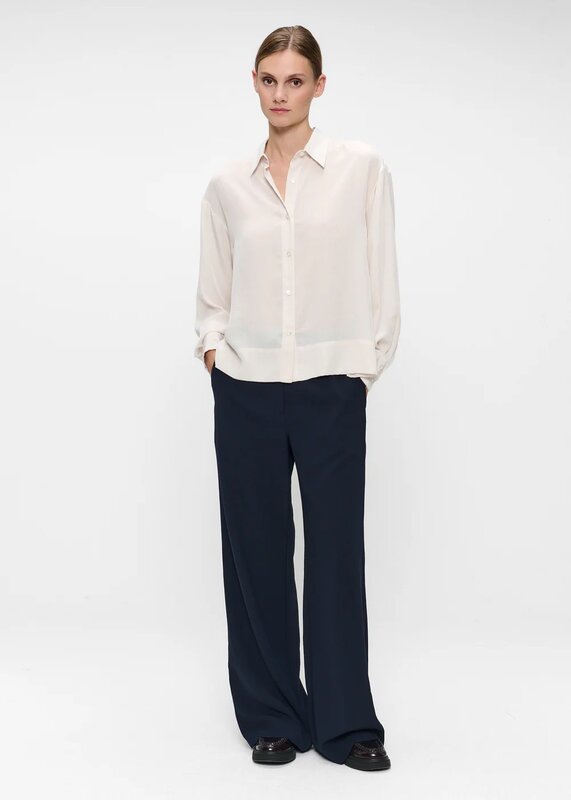 Zenggi tech silk boxy shirt ecru