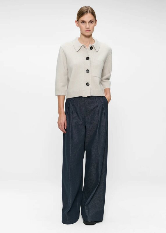 Zenggi fine wool short cardigan chalk