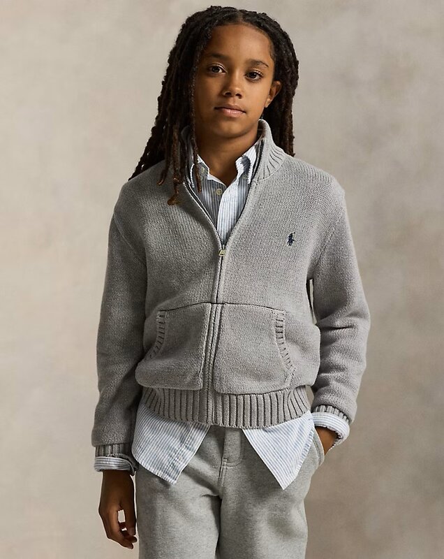 Ralph lauren cotton full-zip sweater grey mele Ralph lauren cotton full-zip sweater grey mele