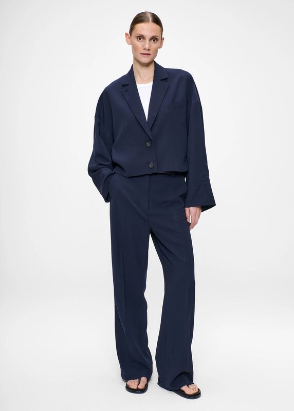 Zenggi |Japanse crepe blouson jacket | Midnight blue