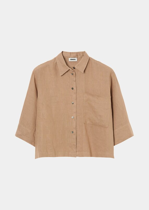 Zenggi | Washed linnen shirt | Cafe au lait