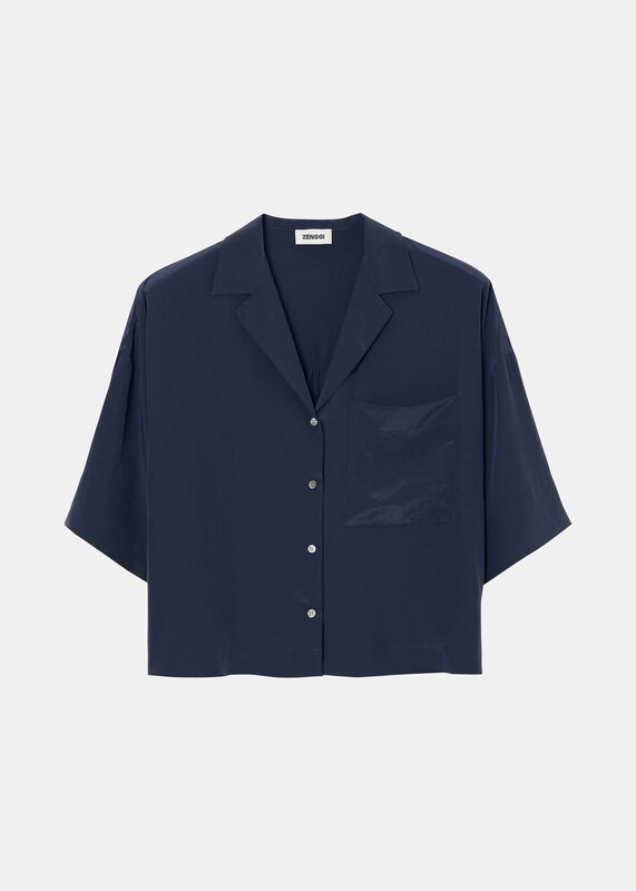 Zenggi | Tech silk shirt | Japan blue
