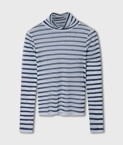 10Days | Mesh long sleeve stripe shirt