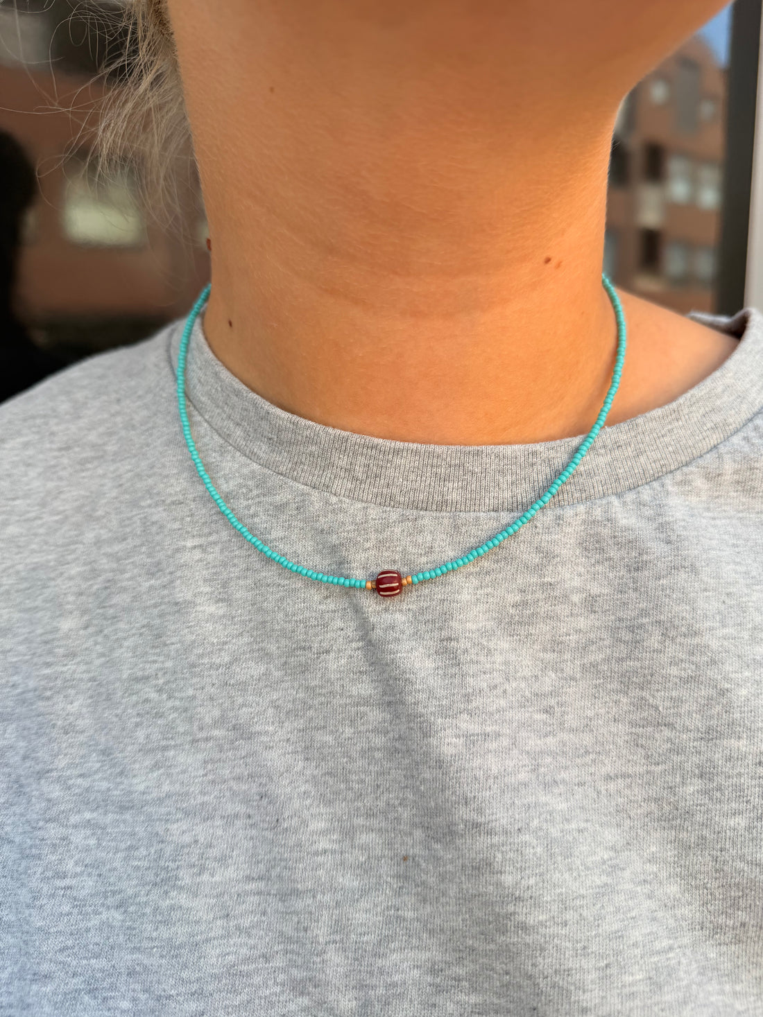 Turquoise Bordeaux stone Necklace