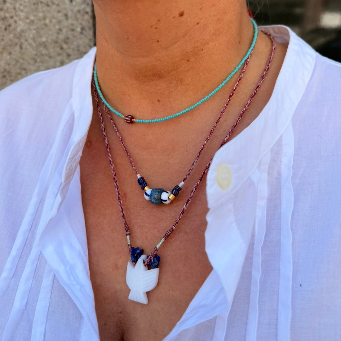 Turquoise Bordeaux stone Necklace