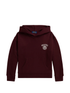 Polo Ralph Lauren fleece hoodie bordeauxrood met crest logo – voorkant