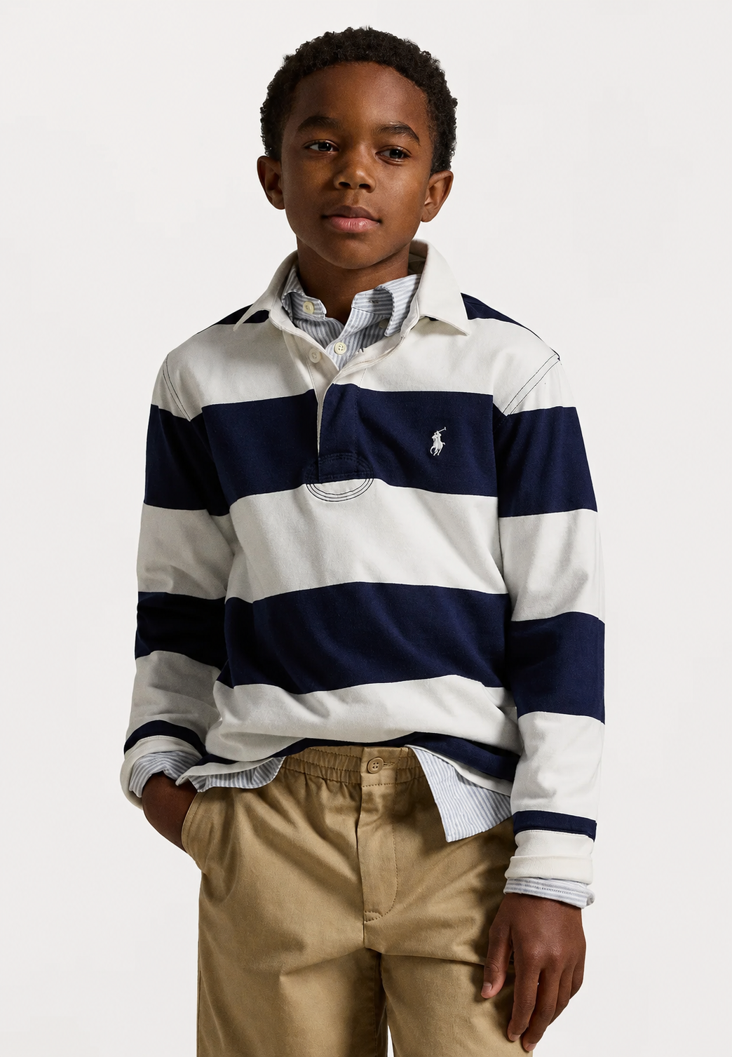 Polo Ralph Lauren kids rugby shirt navy white stripes