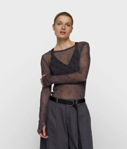 10DAYS | Mesh Top Lange Mouwen Monogram