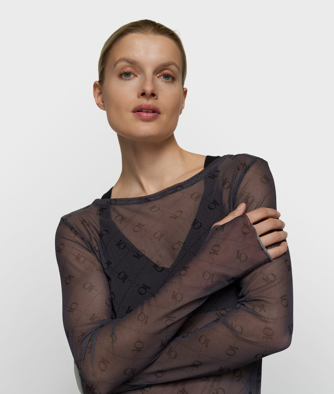 10DAYS | Mesh Top Lange Mouwen Monogram