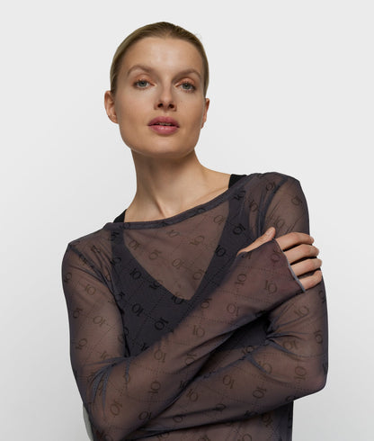 10DAYS | Mesh Top Lange Mouwen Monogram